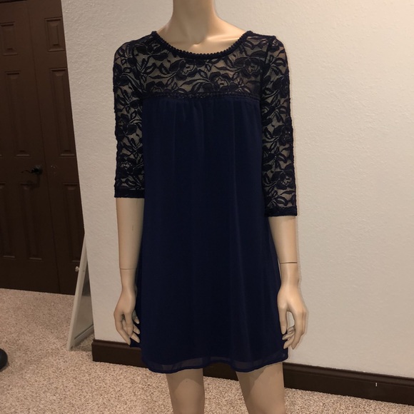 Miami Navy Blue Dress with Lace size Medium - Picture 1 of 8